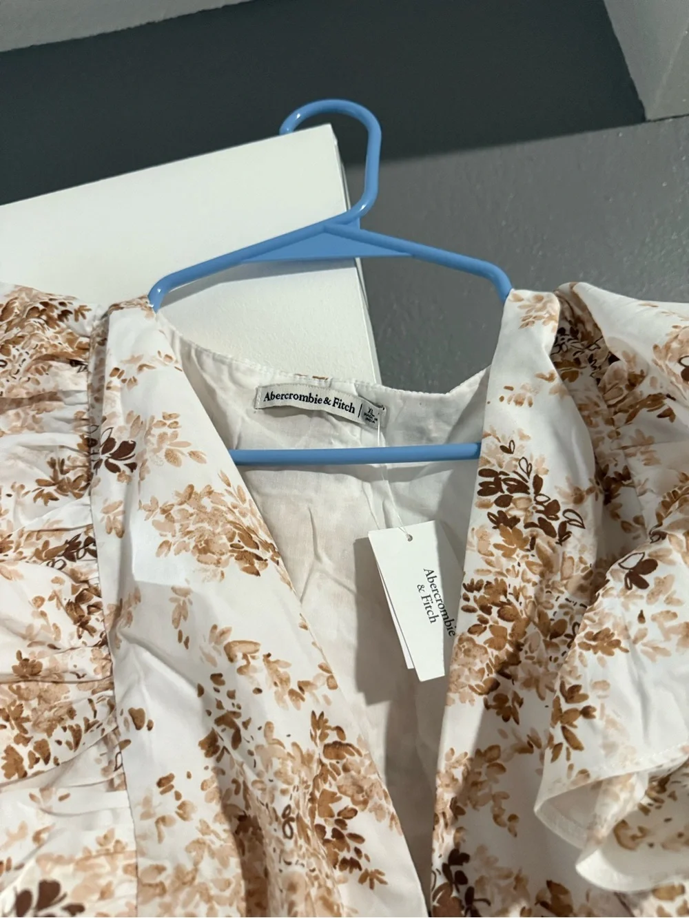 Abercrombie & Fitch Cream Dress with Brown Floral Print